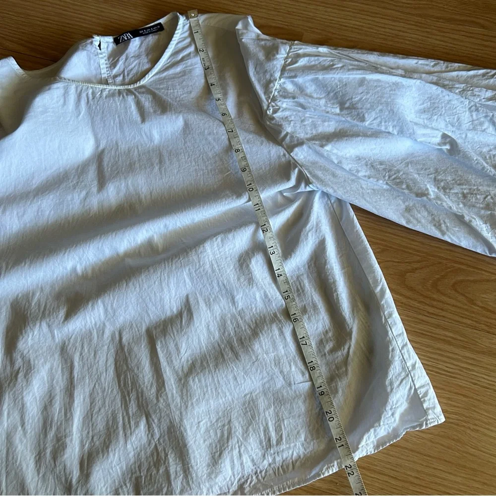 Zara White Billowy Voluminous Puff Sleeves Top Small